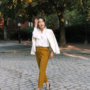 Ann Taylor Cream Blouse with Tie Neck